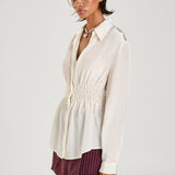 Shirred LS Shirt - Sand
