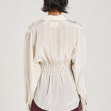 Shirred LS Shirt - Sand
