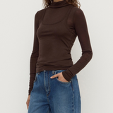 Nora Merino Wool Layered Turtleneck - Ganache