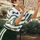 Jersey S/S Polo - Evergreen Stripe